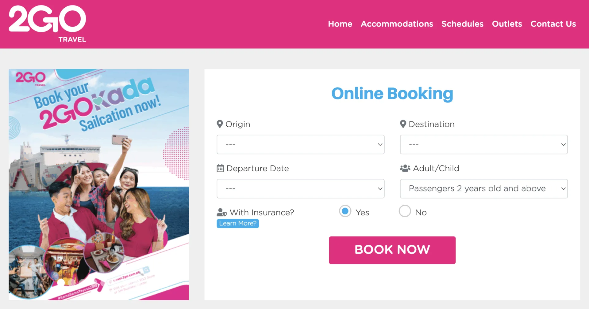 2GO フェリーのチケット購入サイト